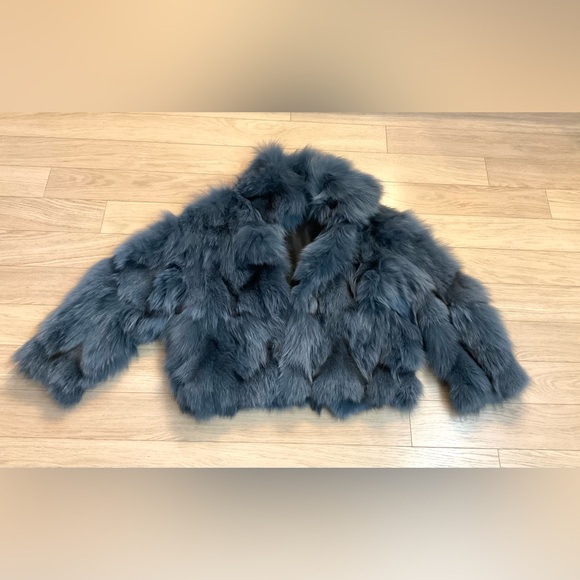 Faux Fur Blue Coat - Picture 2 of 7